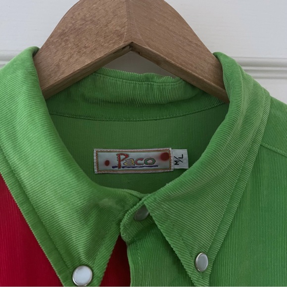 Vintage 90’s corduroy colourblock funky shirt, size Large - Picture 3 of 11